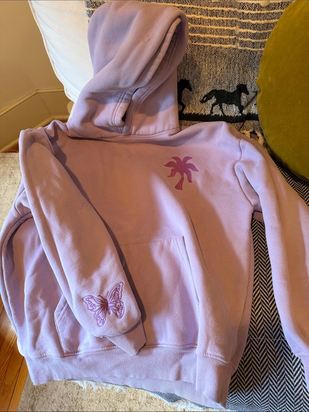 Lavender Pink Palm Puff Hoodie